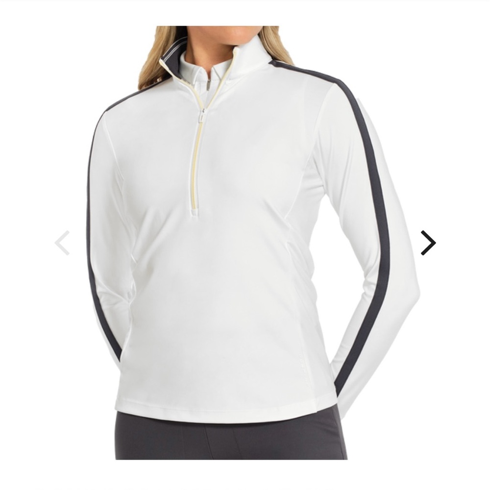 NWT Dunning Women's White and Black Quarter-Zip Top for Golf or Tennis